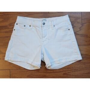 J. Crew White Mid-Rise Raw Cuffed Hem Denim Shorts Size 26